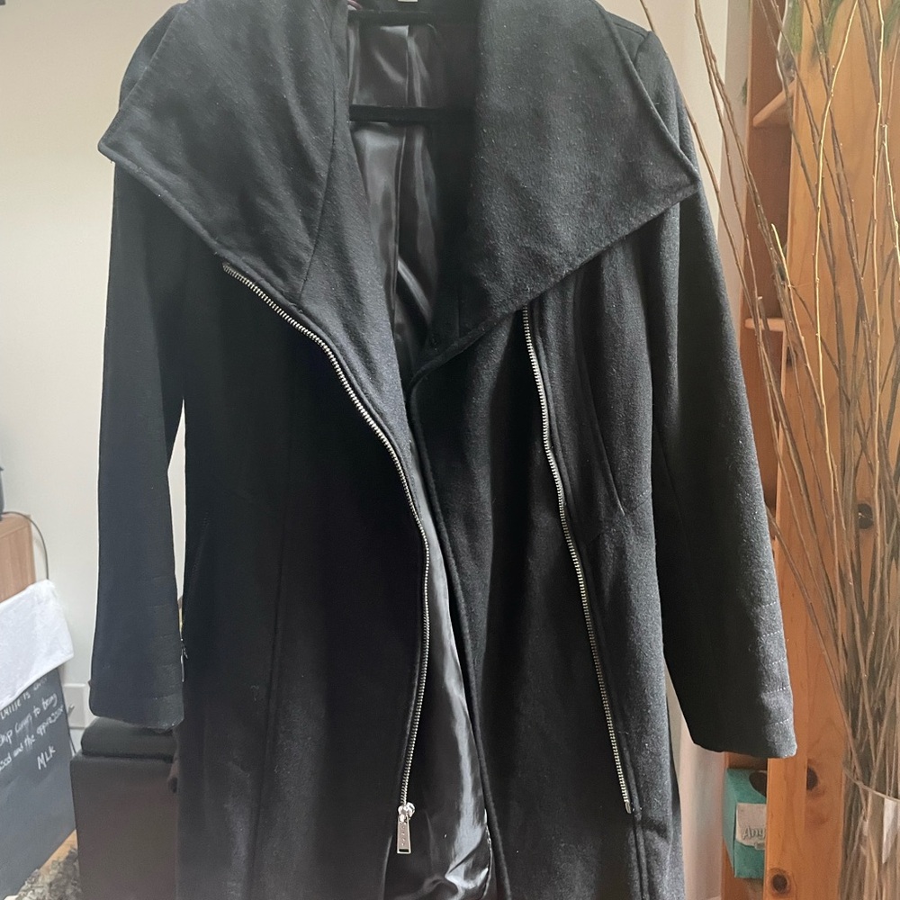 DKNY Black Coat with Wide Collar